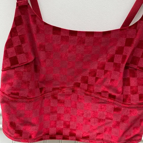 colsie Red Checkered Tank Top size Medium red velvet Brami crop top - Picture 8 of 9